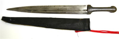 Lot 308 - A 19th Century Caucasian Kindjal, the 38.5cm double edge steel blade with a narrow fuller to...