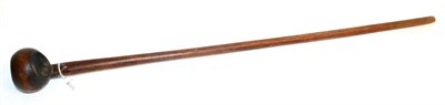 Lot 310 - A 19th Century Zulu Knobkerrie, of rich chestnut coloured wood, the offset globular head with...