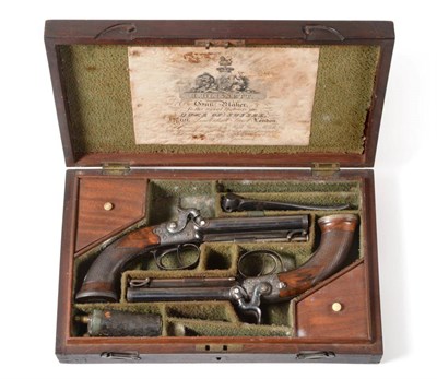 Lot 352 - A Good Pair of Early 19th Century Side-by-Side Double Barrel Travelling Pistols by I Blissett,...