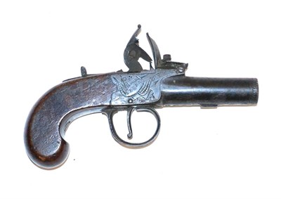 Lot 356 - An Early 19th Century Flintlock Pocket Pistol by Calvert, Leeds, the 4cm turn-off steel barrel with