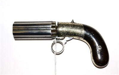 Lot 379 - A 19th Century J R Cooper's Patent Six Shot Percussion Pepperbox Revolver by R Jones, with...