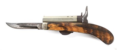 Lot 389 - A 19th Century Unwin & Rodgers Combination Rimfire Knife Pistol, the 8.5cm nickel barrel with...