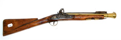 Lot 398 - An Early 19th Century Continental Flintlock Blunderbuss, the 35.5cm brass barrel octagonal at...