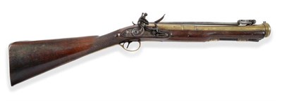 Lot 408 - A Late 18th Century Flintlock Blunderbuss by W Aston, Manchester, the 36cm brass three stage barrel