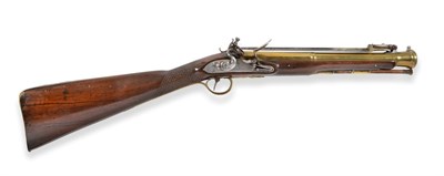 Lot 411 - An 18th Century Flintlock Blunderbuss by Griffin, London, the 34cm two stage brass barrel octagonal