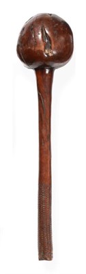 Lot 309A - A 19th Century Fijian Ula, of deep chestnut coloured hardwood, the large globular head with natural