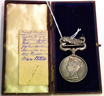 Lot 14 - A Crimea Medal, 1854, with clasp SEBASTAPOL, awarded to J.W. FAIRE. 1ST DRAGN. GDS., in a...