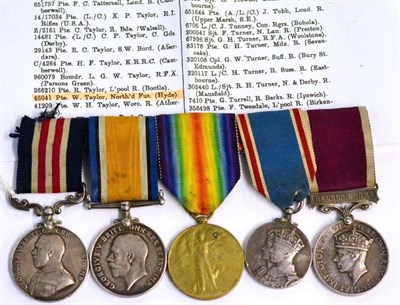 Lot 33 - A First World War Gallantry Group of Five, awarded to 45041 PTE.W.TAYLOR.NORTH'D.FUS....