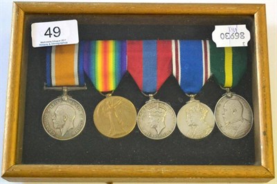 Lot 49 - A First World War Group of Five Medals, awarded to 28121 PTE.A.(ARTHUR) COATES. YORK.R., comprising