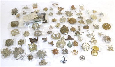 Lot 62 - A Collection of Approximately Eighty Military Cap Badges, mainly white metal and brass, some...