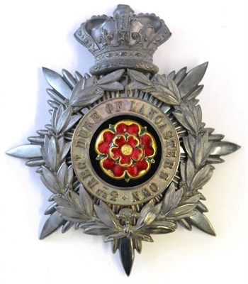 Lot 66 - A Victorian Three Piece Helmet Plate to (Duke of Lancaster's Own) 3rd Lancashire Militia, in silver