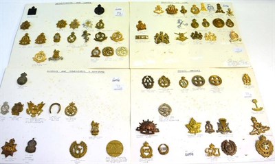 Lot 73 - A Collection of Sixty-Nine Military Cap and Other Badges, in brass, bi-metal, white metal and...