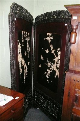 Lot 819 - A Japanese Carved and Lacquered Two-Leaf Dressing Screen