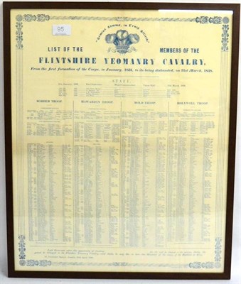 Lot 95 - A Regency Period Printed List of Members of the Flintshire Yeomanry Cavalry, ";from the first...