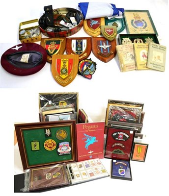 Lot 106 - A Collection of Militaria and Related Items, including cloth uniform badges, mostly mounted on...