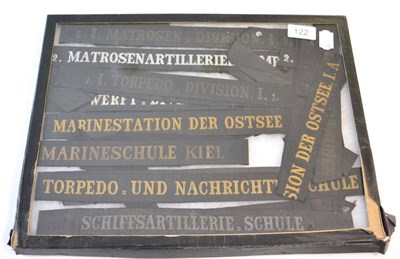 Lot 122 - A Collection of Ten First World War German Navy Cap Tallies, in black silk embroidered in gilt...