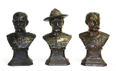 Lot 123 - A Set of Three First World War Bronzed Spelter Busts, of Baden Powell (Founder of the Boy Scout...