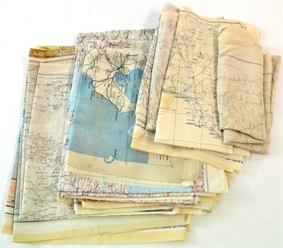 Lot 125 - A Collection of Fourteen Second World War Silk Escape Maps, including France and Germany,...