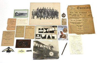 Lot 127 - First World War Royal Flying Corps Collectables, including ephemera relating to Sergeant Percy...