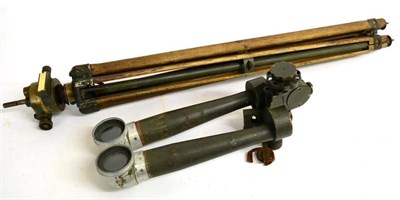 Lot 143 - A Pair of First World War Military ";Scissor"; Trench Binoculars, with green-enamelled frame,...