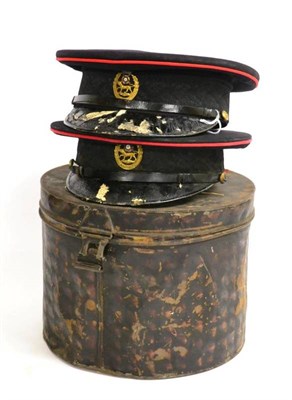 Lot 163 - Two Edwardian Dress Service Caps to the York & Lancaster Regiment, each of dark blue Melton...