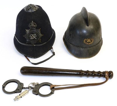 Lot 173 - An Early 20th Century German Leather Fire Brigade Helmet, with lacquered metal comb, the...