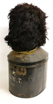 Lot 174 - A British Guards Regiment Other Ranks Bearskin Cap, of black wool, with leather liner and...