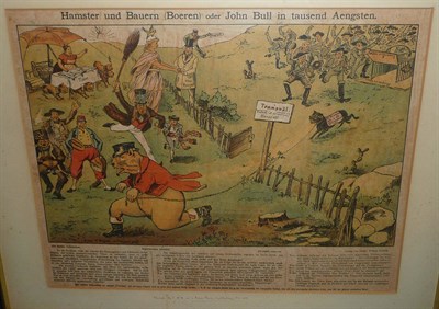 Lot 829 - A Framed Colour Print entitled Hamster und Bauern oder John Bull in tausend Aengsten, inscribed...