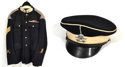 Lot 189 - A Blue Tunic and Peaked Cap to a Sergeant of the 17th Lancers, the tunic with stand-up collar,...