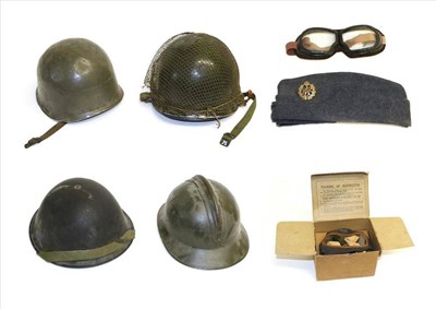 Lot 198 - A Second World War R.A.F. Side Cap, with brass badge and buttons, internally stamped for A.& J....