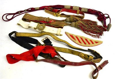 Lot 199 - A Collection of Assorted Edwardian Military Dress Belts, in crimson and gold lace, including a...