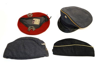 Lot 206 - A German Third Reich Luftwaffe EM Overseas Cap, with cloth badge and cockade, internally...