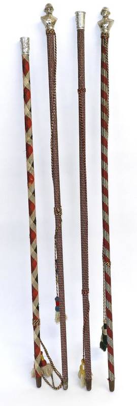 Lot 210 - A Post-Second World War German Ornamental Swagger Stick / Baton, the woven thread-covered and...