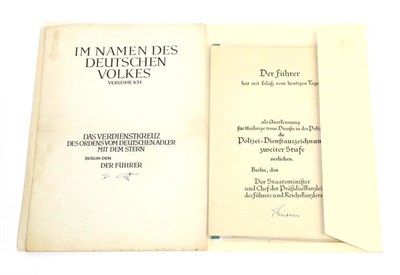 Lot 229 - A Collection of Ten German Third Reich Citations and Documents, comprising:- five blank award...