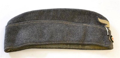 Lot 238 - A German Third Reich Luftwaffe EM/NCO's Overseas Cap, in blue/grey wool and rayon blend, with...