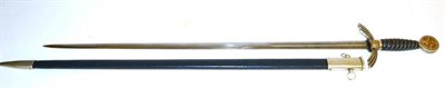 Lot 250 - A Copy of a German Third Reich Luftwaffe Sword, the 77.5cm steel blade with a narrow fuller...