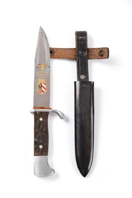 Lot 251 - A Rare German Third Reich Hitler Youth 1935 Presentation  Knife, the 11.5cm blade etched with...