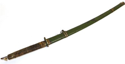 Lot 258 - A Second World War Chinese ";Katana";, the 70cm single edge steel blade with faint etched...