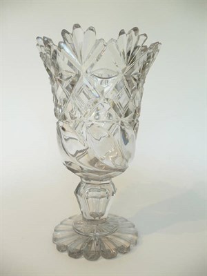 Lot 6 - A Cut Glass Celery Vase, circa 1840, with deeply cusped flared rim to the semi-ovoid bowl,...