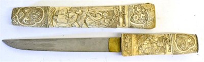 Lot 269 - A 19th Century Japanese Tanto, with 18.5cm blade, one piece brass habaki, the sectional bone...