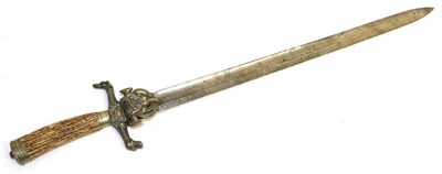 Lot 287 - A Late 19th Century German Hunting Hanger, the 49 cm single edge blade with single fuller,...