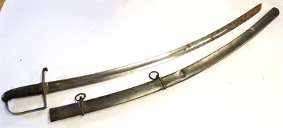 Lot 295 - A 19th Century Turkish Cavalry Sword, the curved, fullered, single edge blade, length 85.5 cm,...