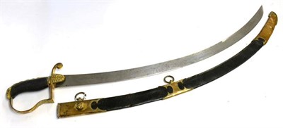 Lot 296 - A George III Officer's Sword, the curved, single edge, flat back blade, length 80 cm, lightly...