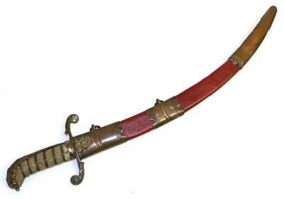 Lot 298 - A George III Naval Dirk, the 36.5 cm curved blade with copper gilt hilt, lion mask and mane pommel