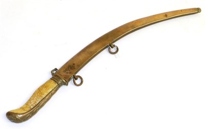 Lot 299 - An Early 19th Century Naval Dirk, the 24 cm curved blade with twin fullers and lightly engraved...