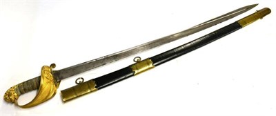 Lot 303 - An Early Victorian 1827 Pattern Naval Officer's Sword, the 79 cm pipe back blade etched maker's...