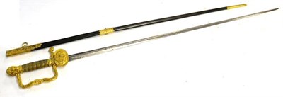 Lot 307 - A Good Early 19th Century Naval Dress Sword, by Fiske late Read, Portsmouth,  the fullered,...