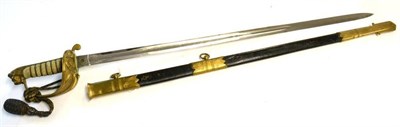 Lot 312 - A Late Victorian Naval Officer's Sword, named to H.S. Bland, the 79.5 cm blade with single part...