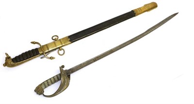 Lot 350 - A 19th Century 1827 Pattern Naval Officer's sword, the pipe back blade with spear tip, gilt...