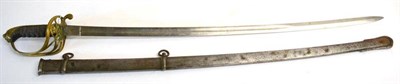 Lot 354 - A Victorian 1845 Pattern Infantry Officer's Sword, the fullered, slightly curved, single edge blade